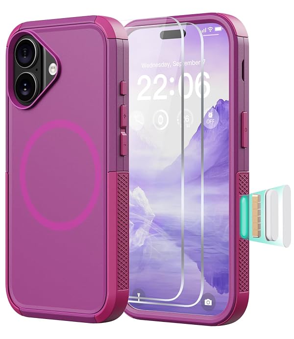 Diverbox Magnetic for iPhone 17 Case-(Compatible with MagSafe) Heavy Duty Protection Phone Case with Camera Control Button with Screen Protector Shockproof Drop-Proof 6.3 inch (Rose) by Diverbox - Used condition - US$5.76