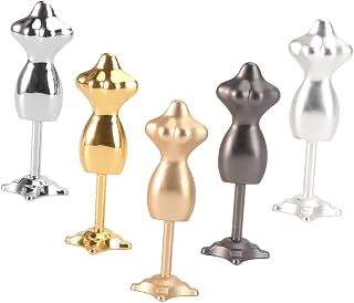 CIYODO 5 Peças Boneca Cabide De Metal Vestido De Metal Bonecas Em Miniatura Suporte De Metal Manequim Corpo Manequim Manequim Roupas De Metal Modelo Acessório Mini Cena Adereço Mini