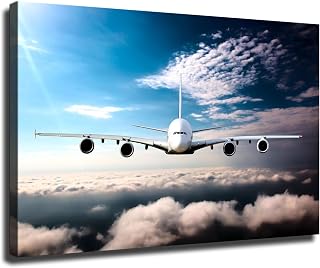 Jumbo Jet Airliner Aviation Poster Canvas Print Painting Picture Wall Art Bedroom Living Room Decor (unframe,12x18 inch)