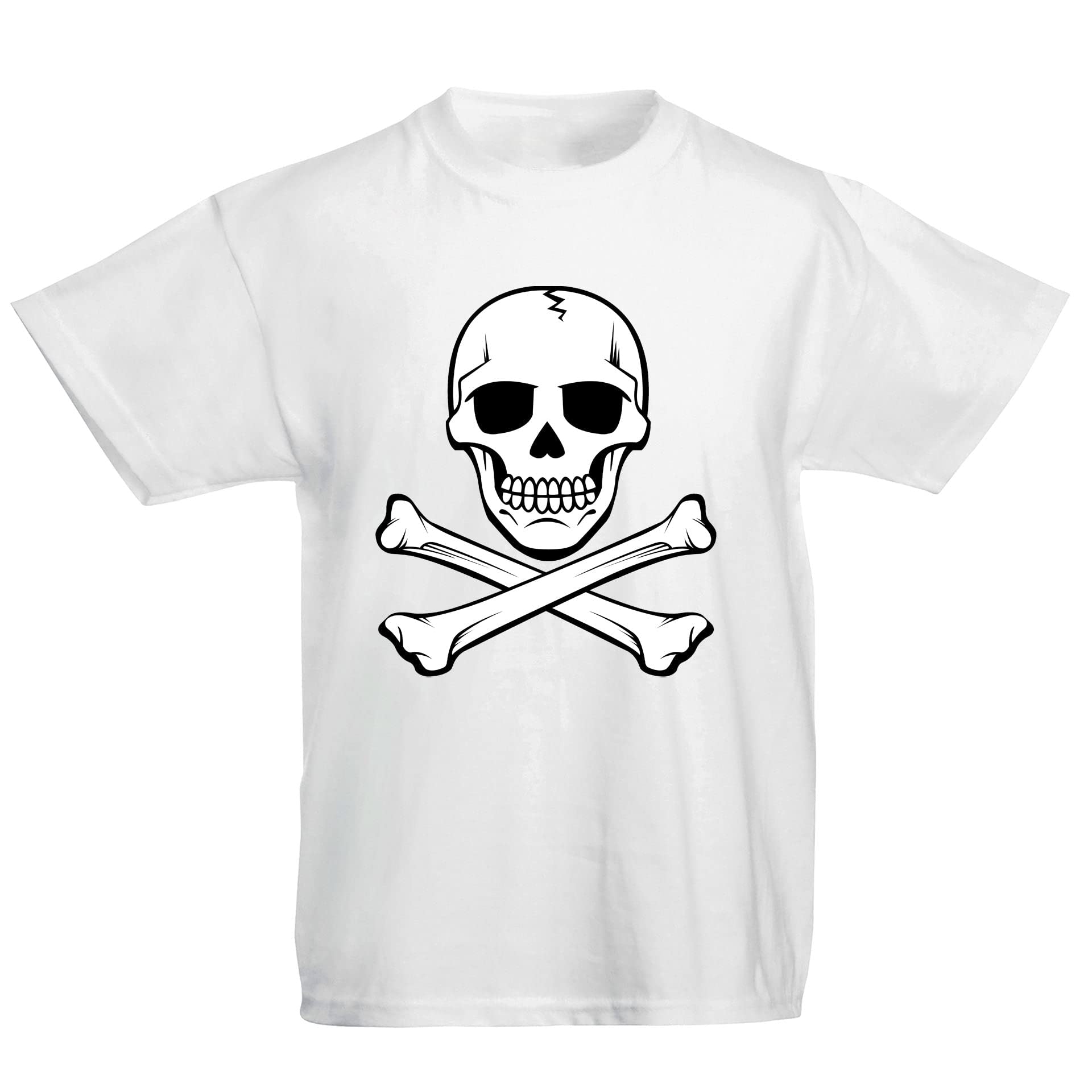 Flip Youth Kids Childrens Skull and Crossbones Pirate T-Shirt White 12-13 Years (XL)