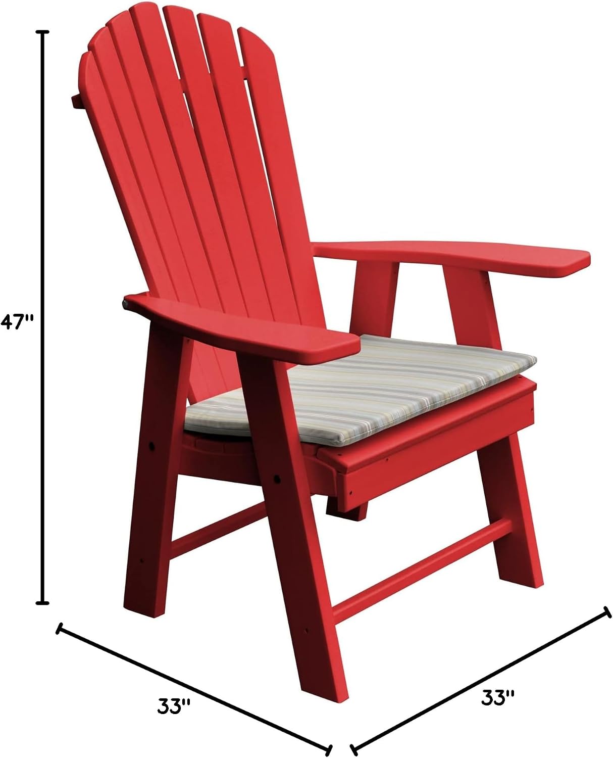 Furniture Barn USA Poly Upright Adirondack Chair, Bright Red