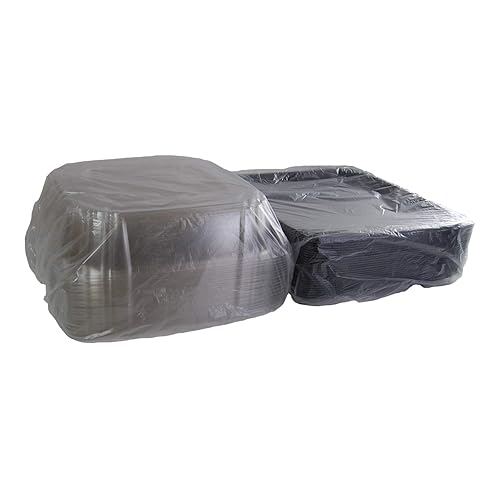 Miniatura 3 de Sabert Bandeja cuadrada UltraStack negra de 16 pulgadas con tapa transparente de cúpula de 3 pulgadas, plástico duradero, desechable, 25 unidades