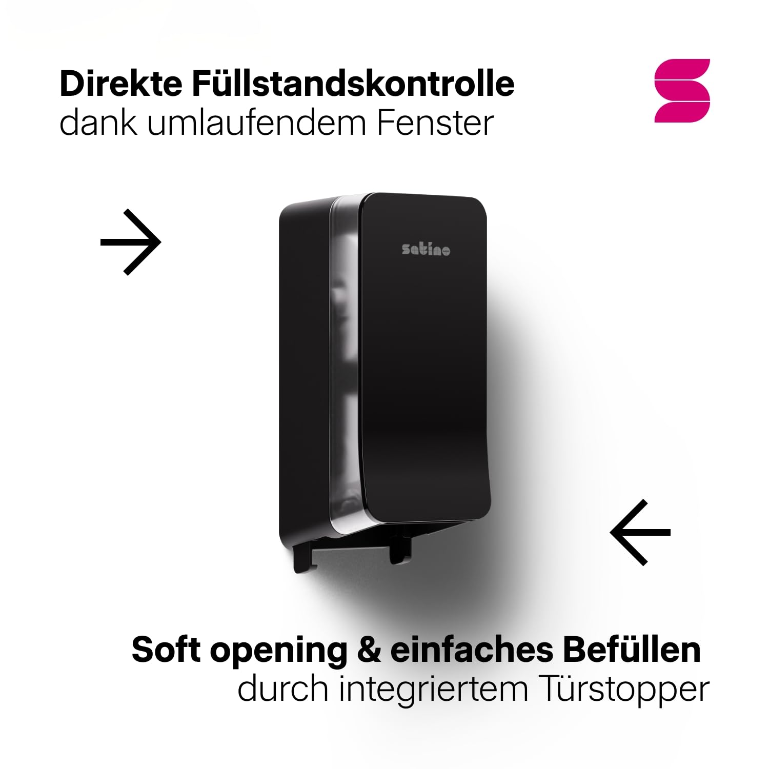 HYGINITY Toilettenpapier Spender – Doppelrollenspender - Made in Germany – Toilettenpapierspender mit Füllstandsanzeige - für Gewerbe & Industrie - schwarz - für JT3 Toilettenpapier