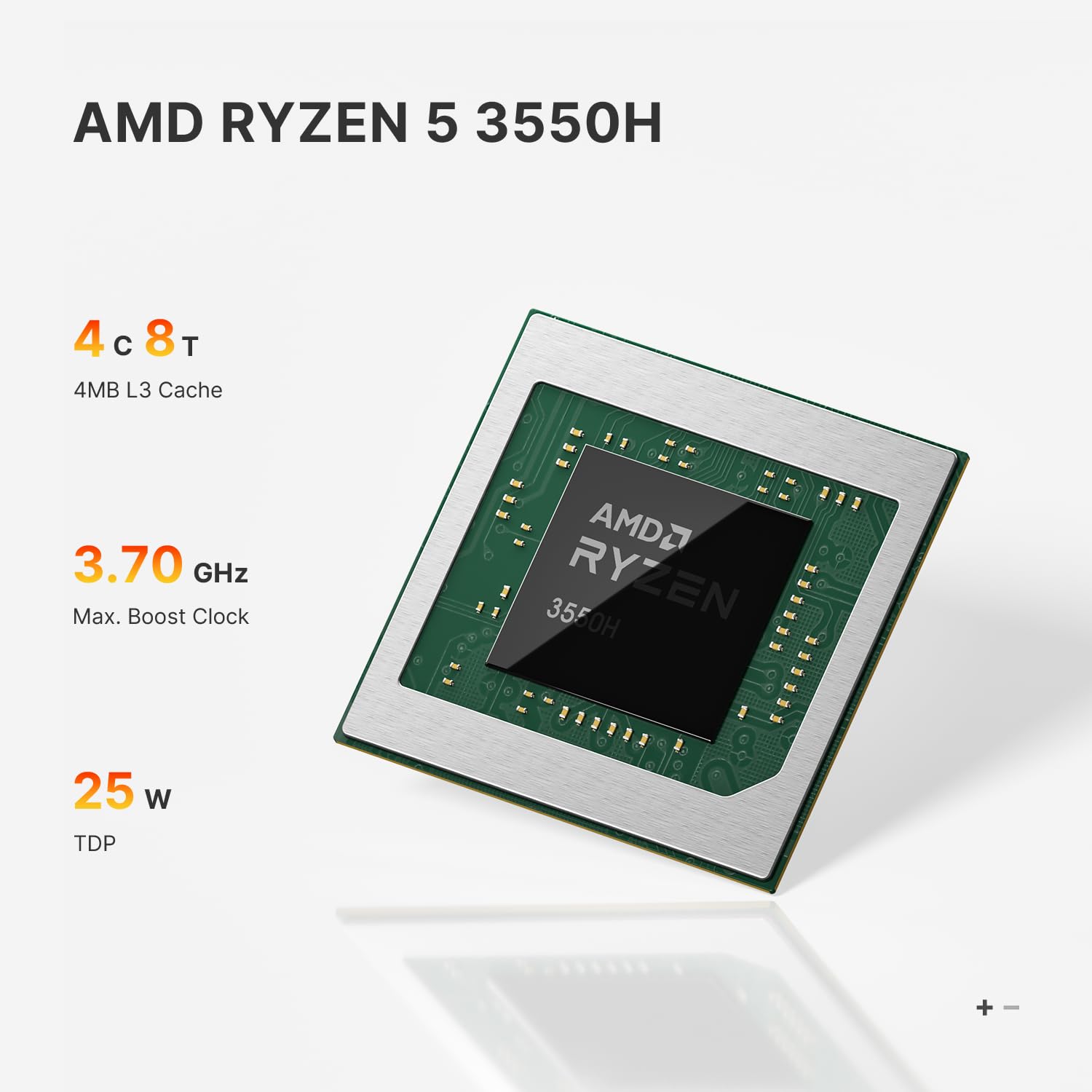 BOSGAME E4 Windows 11 Pro Business Mini PC Ryzen 5 3550H, 4 core, 8 thread, fino a 3,7 GHz, 16 GB DDR4 RAM, 512 GB SSD, 4 K a 60 Hz Triple Display, HDMI, DP, Type-C, USB3.2, Dual LAN
