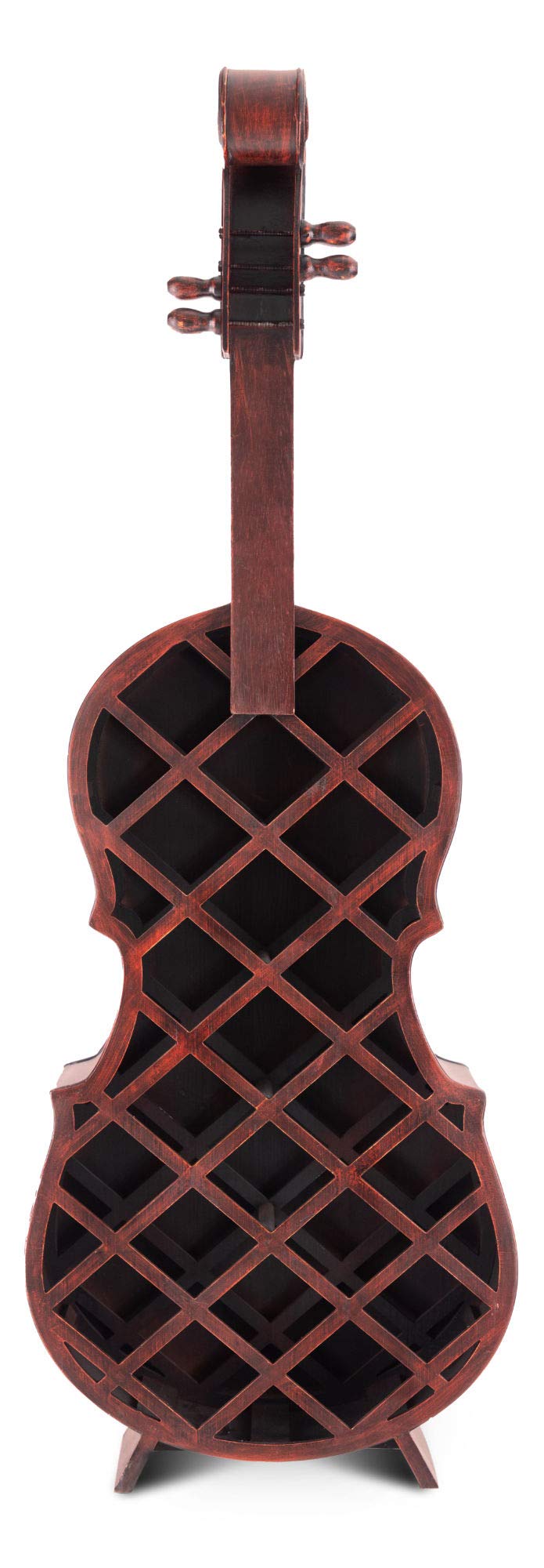 Stagecaptain Stradivino Weinregal für 21 Flaschen - Weinständer aus Holz in Vintage-Optik - Handgemachtes Cello Flaschenregal - Flaschenständer in Höhe 135 cm - Retro Weinflaschenhalter