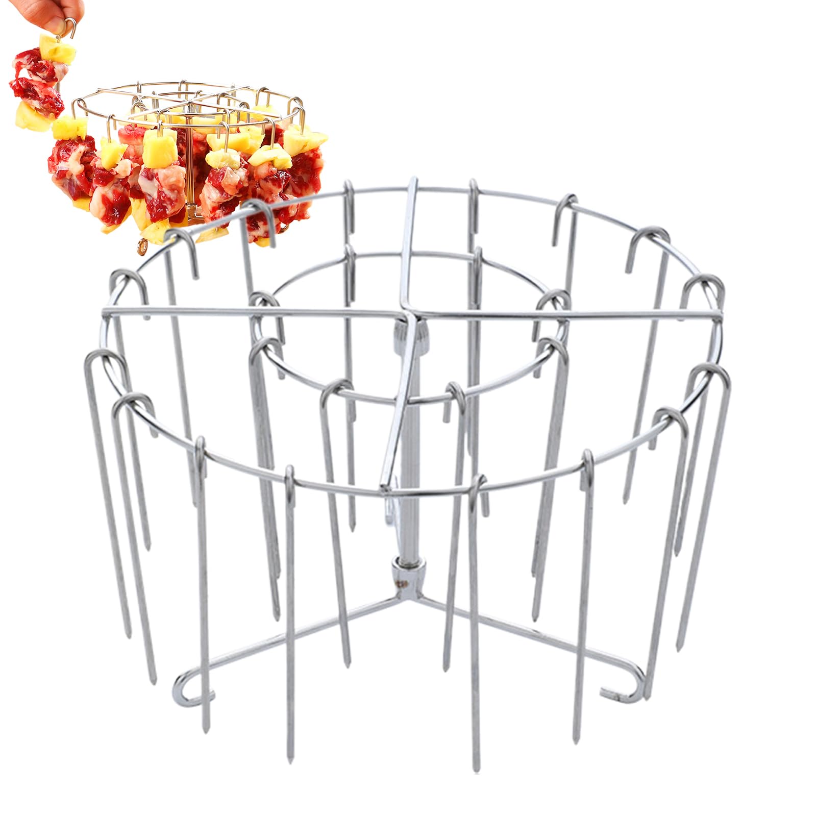 Air Fryer Wire Rack | Round Reusable Kitchen Gadgets,Air Fryer Meat Rack with Skewers - for Chicken Vegetable Meat Sausage Camping Outdoor Party Wedding BBQ Cooking