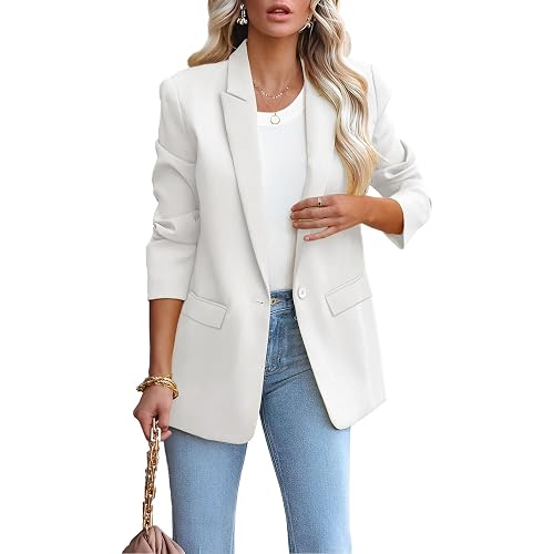 LCRRRN Womens Casual Loose Blazers Long Sleeve Pockets Work Office Jacket Blazer