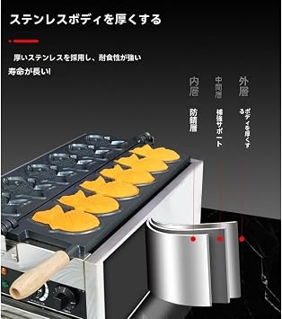 Taiyaki Machine, Taiyaki Maker Commercial, Car Direct Fire Nonstick Nonstick Tai Baker, BBQ Gas Stove, Charcoal Fire Compatible Handle, Sea Bream Tool for Japanese Sweets, Aluminum Alloy Sea