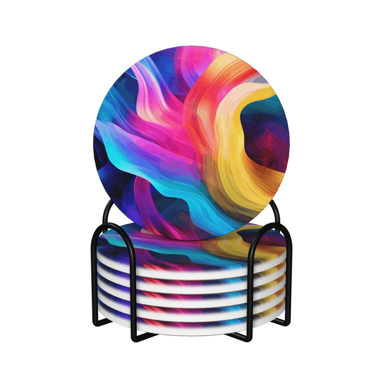 Dessous de verre motif vagues colorées en céramique pour illuminer vos apéritifs entre amis