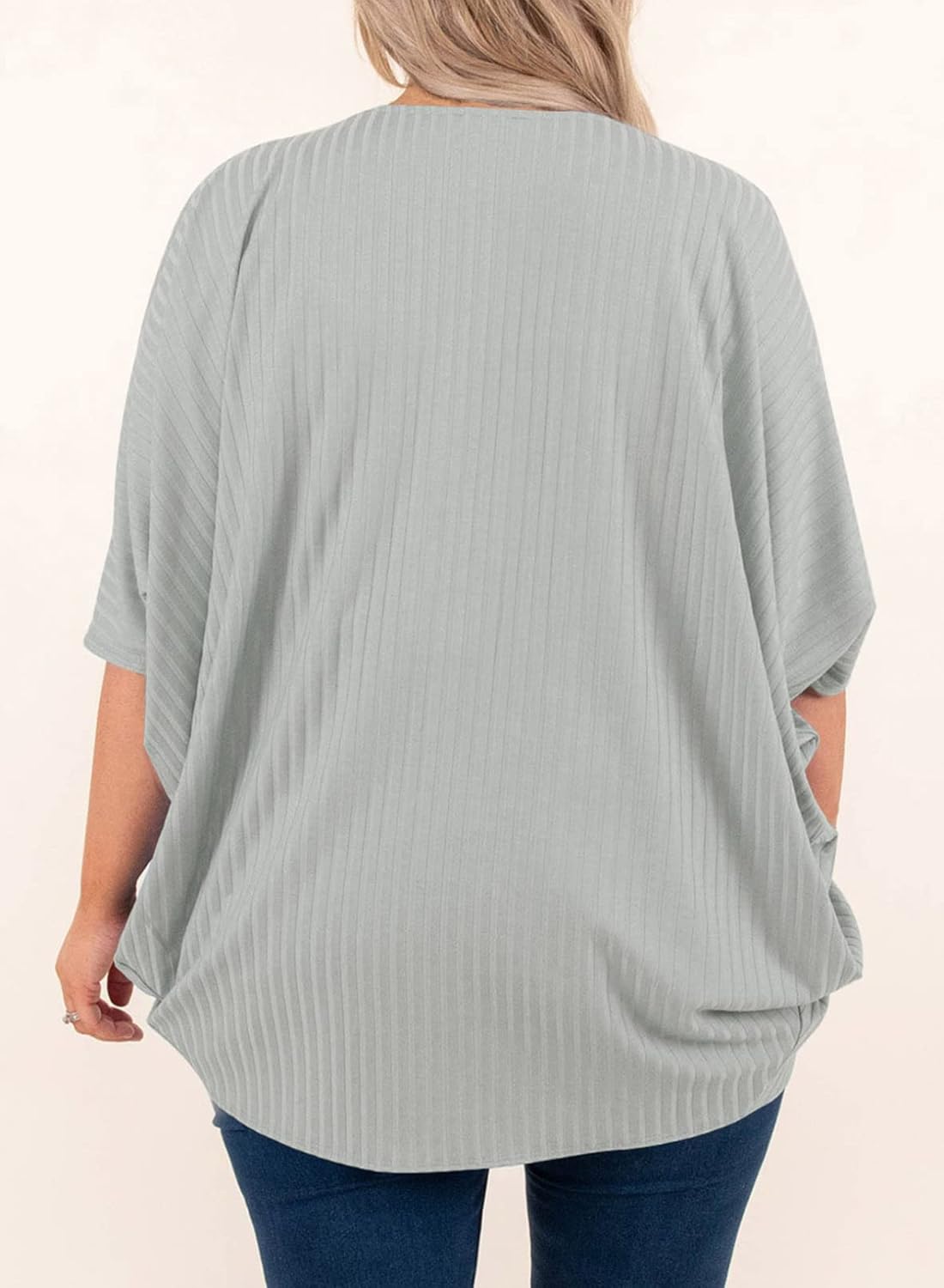 Eytino Womens Plus Size Summer Cardigan Casual Half Sleeve Ruched Open Front Cardigans Tops(1X-5X) - Image 2