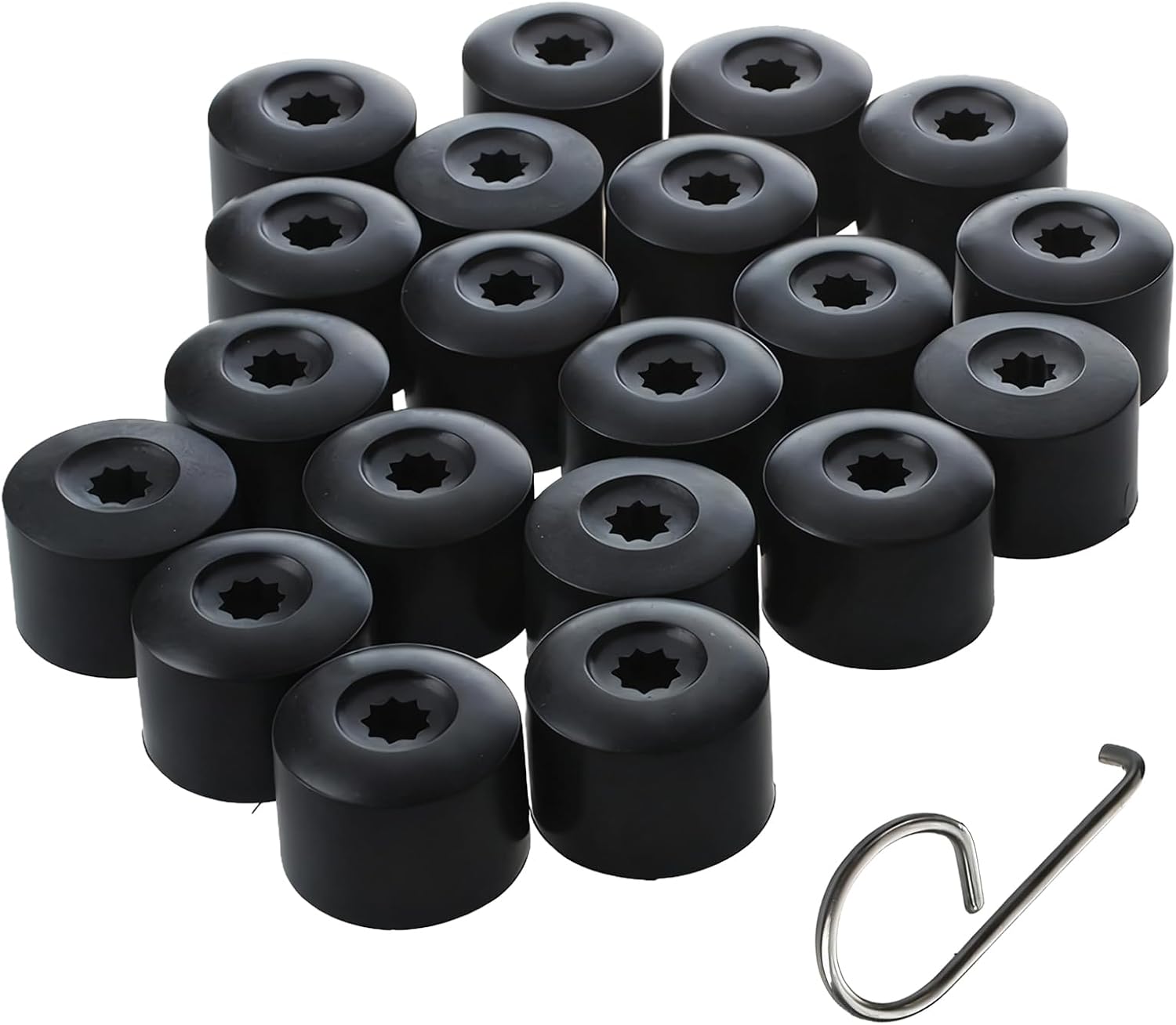 20PCS Car Wheel Lug Nut Covers, 17mm Tire Bolt Caps, Black Lug Nut Cap with Removal Tool, Compatible with VW, Jetta, Beetle, Passat, GTI, CC