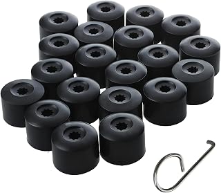 자동차 휠 러그 너트 커버 20개, 17mm 타이어 볼트 캡, 제거 도구가 있는 블랙 러그 너트 캡, VW, 제타, 비틀, 파사트, GTI, CC와 호환