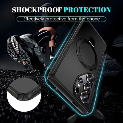 Rongep Samsung Galaxy S26 Ultra için Kılıf Mag-Military Katlanabilir Halka Stantlı [MagSafe ile Uyumlu] S26 Ultra Kılıfı PC+TPU Rugged Tasarımlı Güçlü Manyetikli Samsung S26 Ultra Kılıf (Siyah)