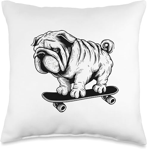 Miniatura 5 de Skate King Cool Pug Rolling on a Skateboard - Almohada de 18 x 18 pulgadas, multicolor