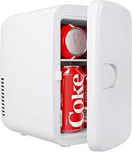 EUHOMY Mini Fridge, 4 Liter/6 Can Compact Refrigerator, AC/DC Portable Cooler & Warmer for SkinCare, Food and Drinks, Mini Fridge for Bedroom, Office, Car & Dorm, White