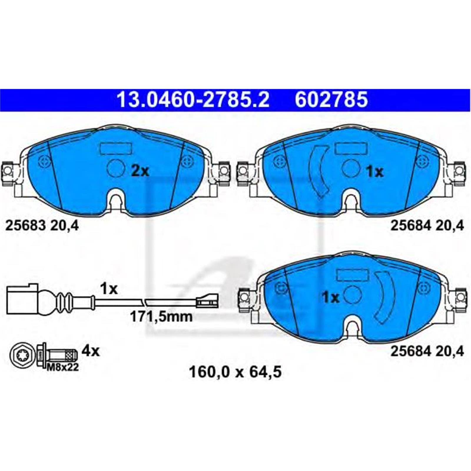 ATE Bremsscheiben + Beläge vorne + hinten | 24.0125-0145.1 + 24.0110-0356.1 für Golf 7 A3 8V Leon 5F