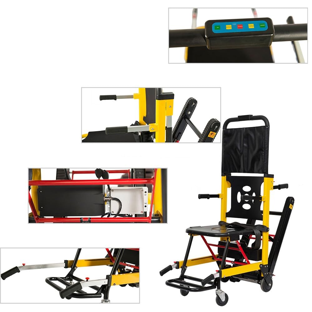 Elektrischer Rollstuhl Treppensteiger,Tragbarer Leichter Treppenlift, Handwagen-Treppensteiger elektrisch für Behinderte,kann Treppen hoch-und runtergehen,Zugwagen, Klappwagen