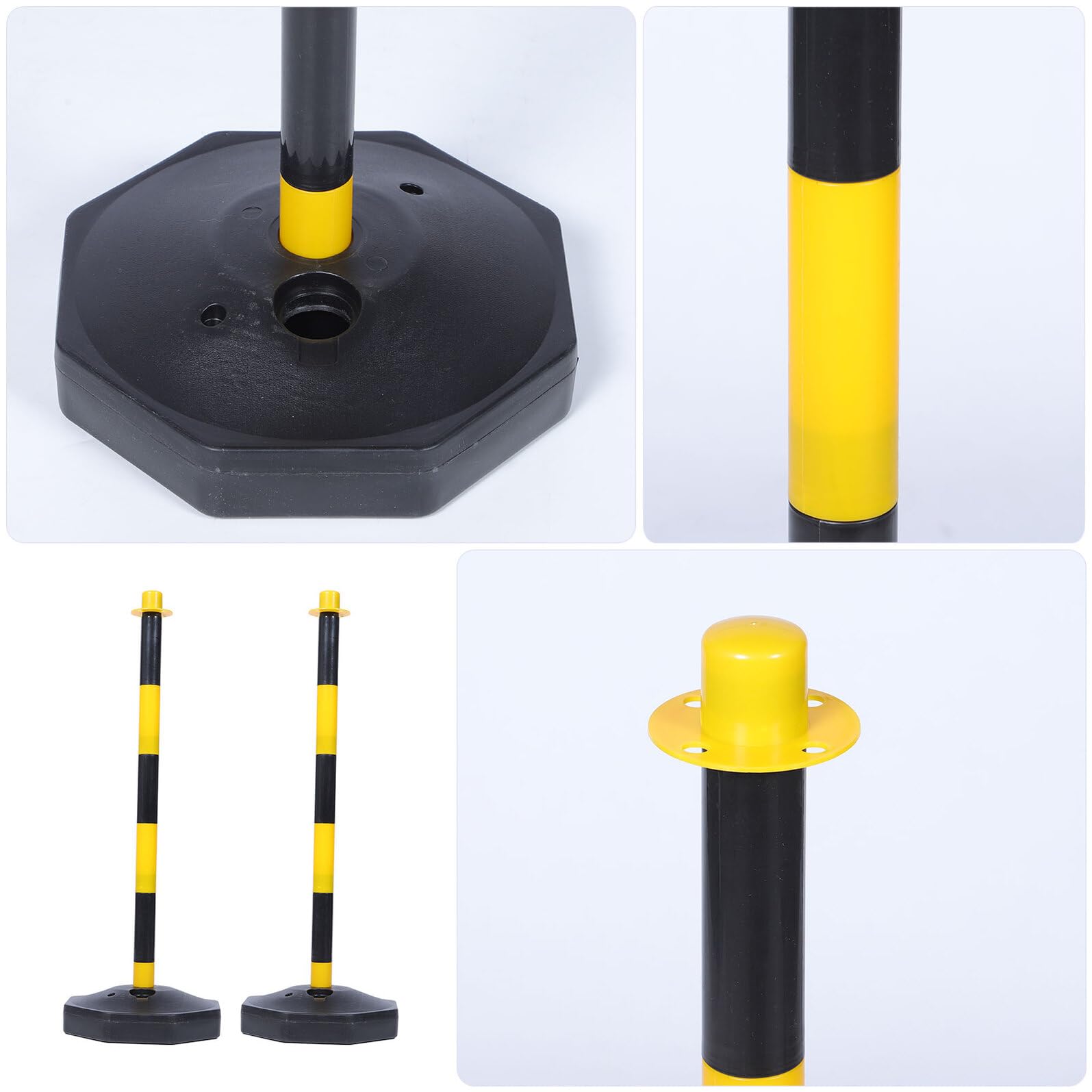 Colonna Plastica 2 Riempibile Avvertimento Pezzi di per Parcheggio | Base Cava, Altezza Regolabile, Struttura Smontabile, Effetto Segnalazione, per Garage