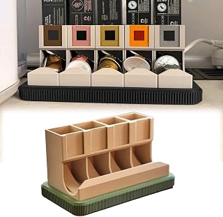 Dispenser for Nestle capsule coffee machine | Reusable cardboard packaging base | 4/5 slots compatible with Nestle/Starbucks capsules | Coffee flavor label slot (4 slots)