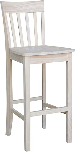 Miniatura 5 de International Concepts Taburete trasero con listones, 30 pulgadas SH, sin terminar