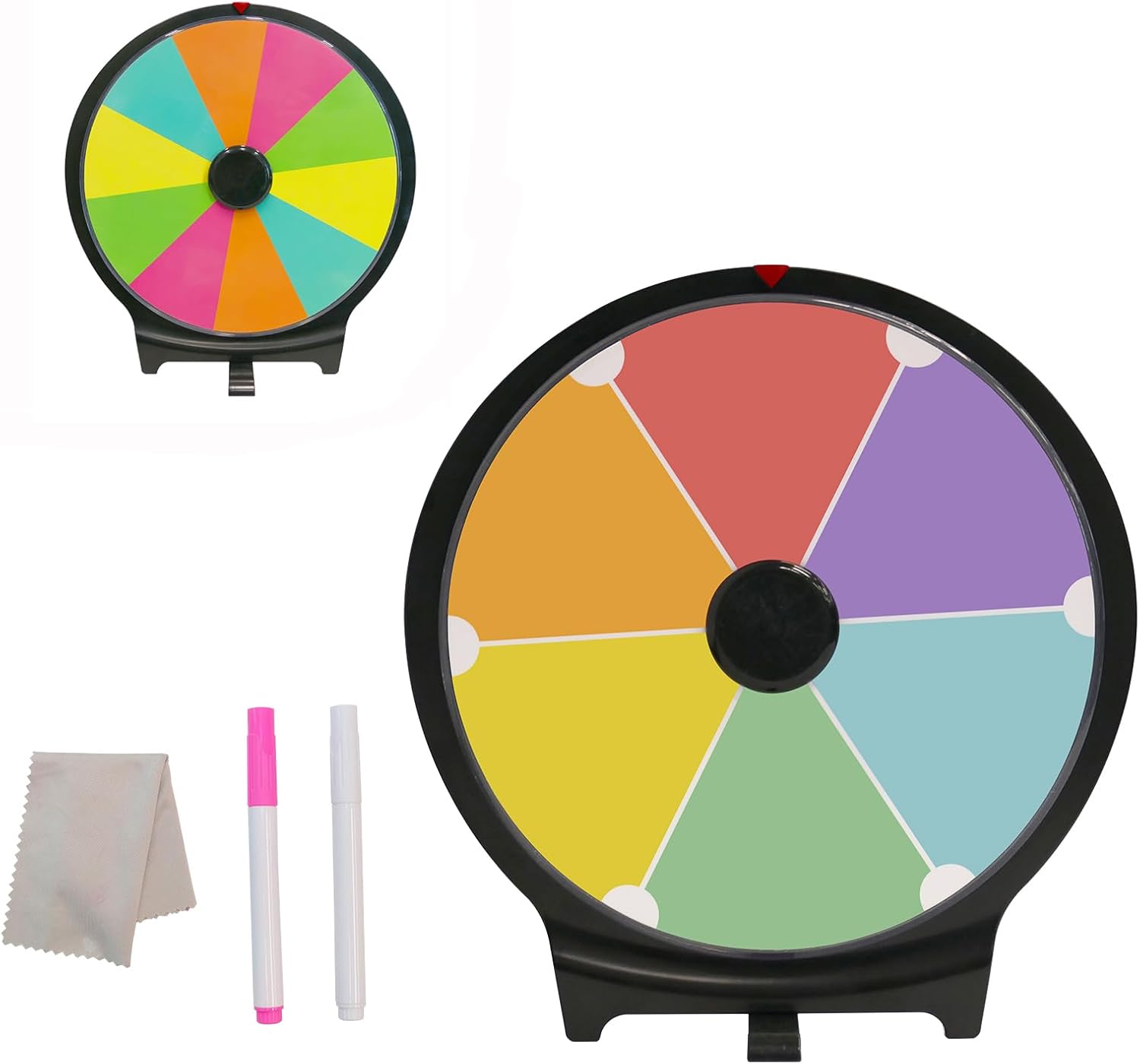 iElyiEsy Spinning Prize Wheel 10 inch Tabletop Spin Wheel for Prizes with Stand, Erasable Surface Spinner for Trade Show Carnival Party Fortune Game