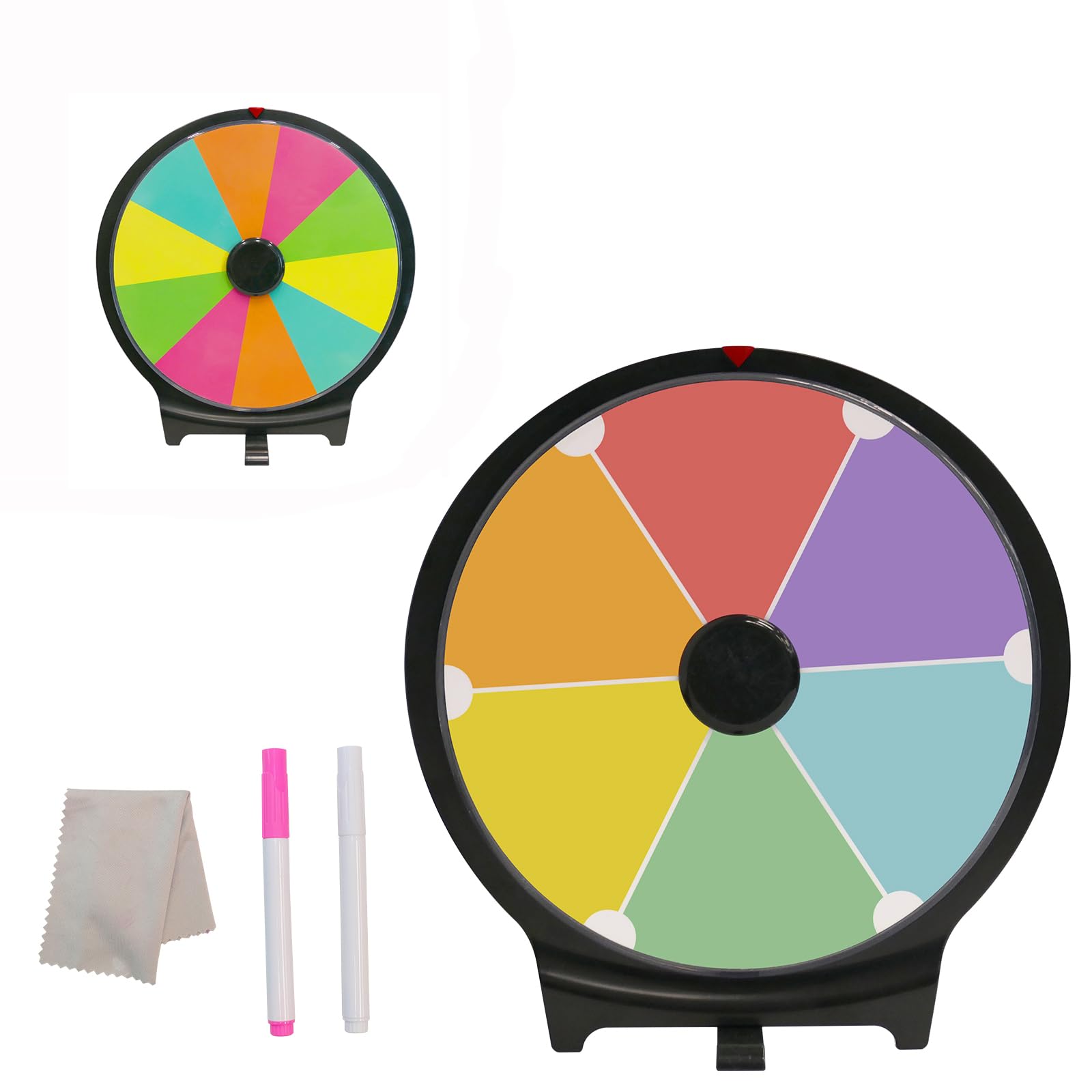 iElyiEsy Spinning Prize Wheel 10 inch Tabletop Spin Wheel for Prizes with Stand, Erasable Surface Spinner for Trade Show Carnival Party Fortune Game