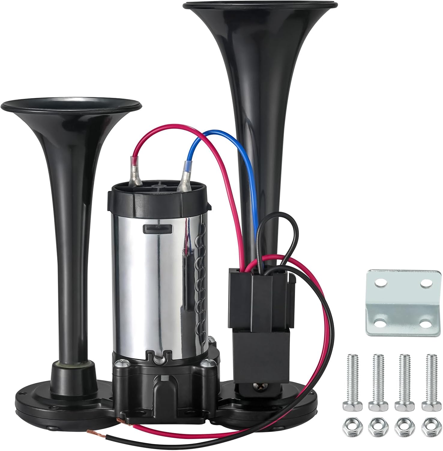 CZC AUTO 12V 120dB Air Horn Dual Trumpets, Super Loud Electric Train Horn Kit with Upgraded Compressor for 12V Trucks, Cars, SUVs, Motorcycles, Boats, Pickups