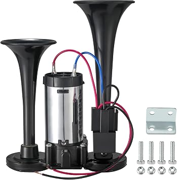 CZC AUTO 12V 120dB Air Horn Dual Trumpets, Super Loud Electric Train Horn Kit with Upgraded Compressor for 12V Trucks, Cars, SUVs, Motorcycles, Boats, Pickups