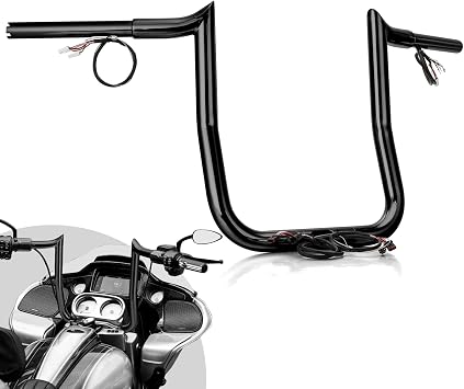Wsays 12" Rise Pre-Wired Handlebar Bagger Bar-Sharp Ape Handlebar Compatible with Harley Touring Road Glide FLTR/I FLTRX FLTRXS 2015-2023 Black