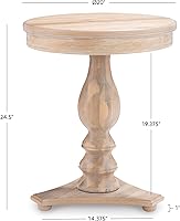 Vista 3 de Powell Finley - Mesa auxiliar de pedestal natural con tapa redonda