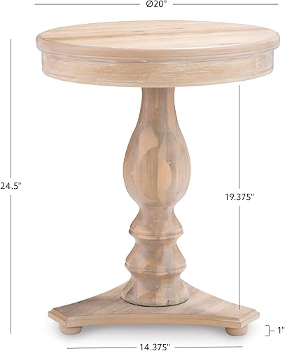 Miniatura 3 de Powell Finley - Mesa auxiliar de pedestal natural con tapa redonda