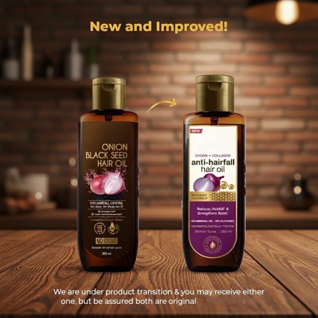 Onion Collagen Hair Oil for Dry Damaged Hair & Growth - Treatment With Almond, Castor, Olive, Coconut & Jojoba Oil, 200ml, 6.76 Fl Oz (Pack of 1)