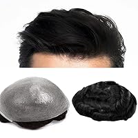 Vista 1 de GEXWORLDWIDE GEX - Peluca de cabello humano ultra fino de 62 colores para hombre, 0.002 in, 8 x 10 pulgadas, cabello humano negro azabache oscuro