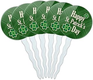Happy St. Patrick Day Cupcake Picks Toppers Decoration Set of 6
