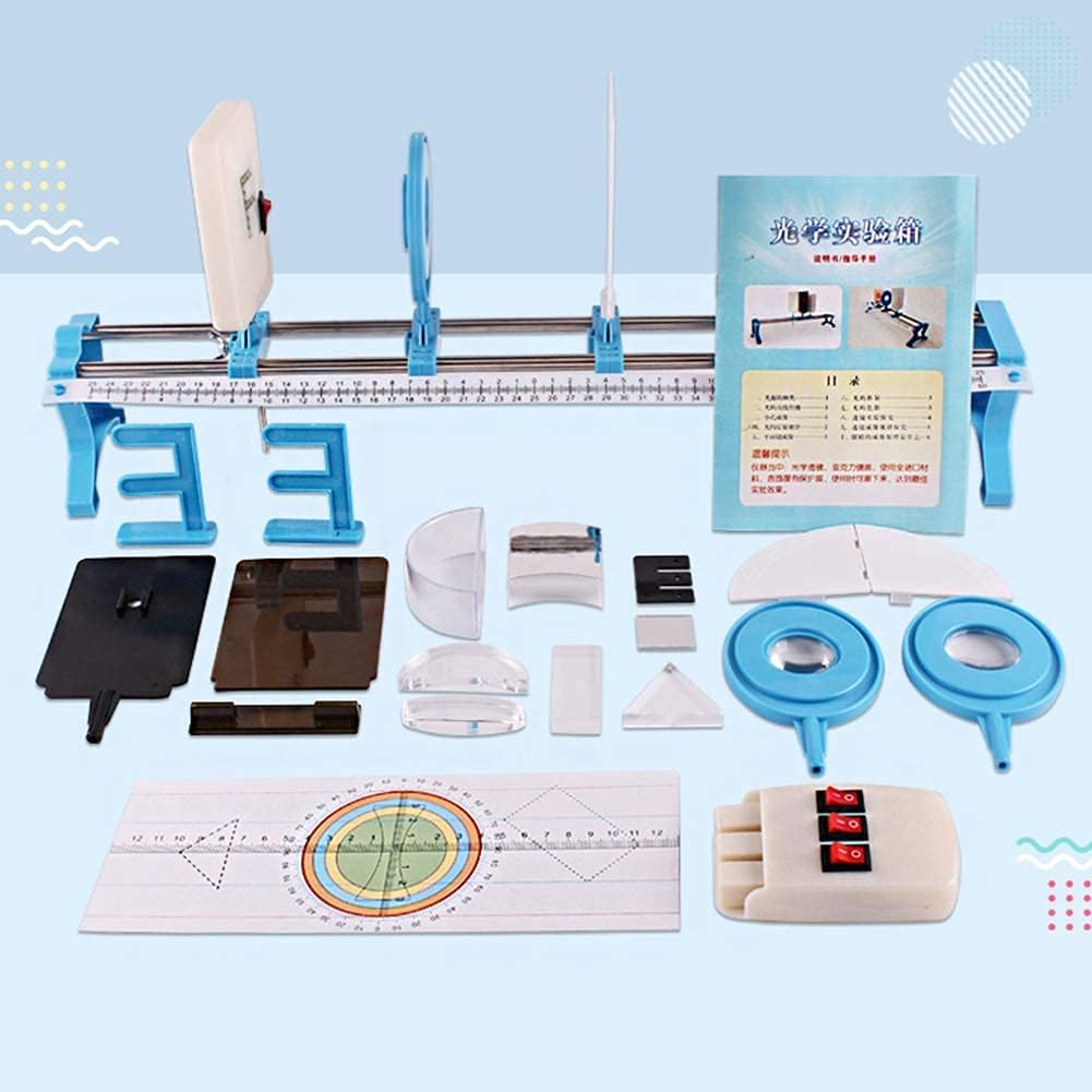The Experiment Kit for Physical Optics Tri-Prism Concave Convex Lens Disrupting Mirror Optical Bench Rainbow Mirror Parallel Light Source Imaging