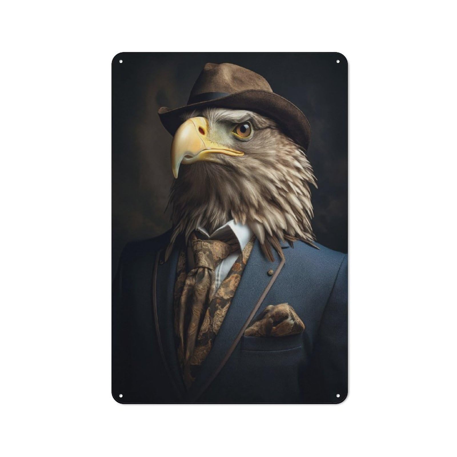 Junmoney Eagle In Boho Suit Metal Plaque 30X20cm With For Garage Wall, Vintage Decor, For Vintage Wall Decor Fans, For Metal Sign Collectors