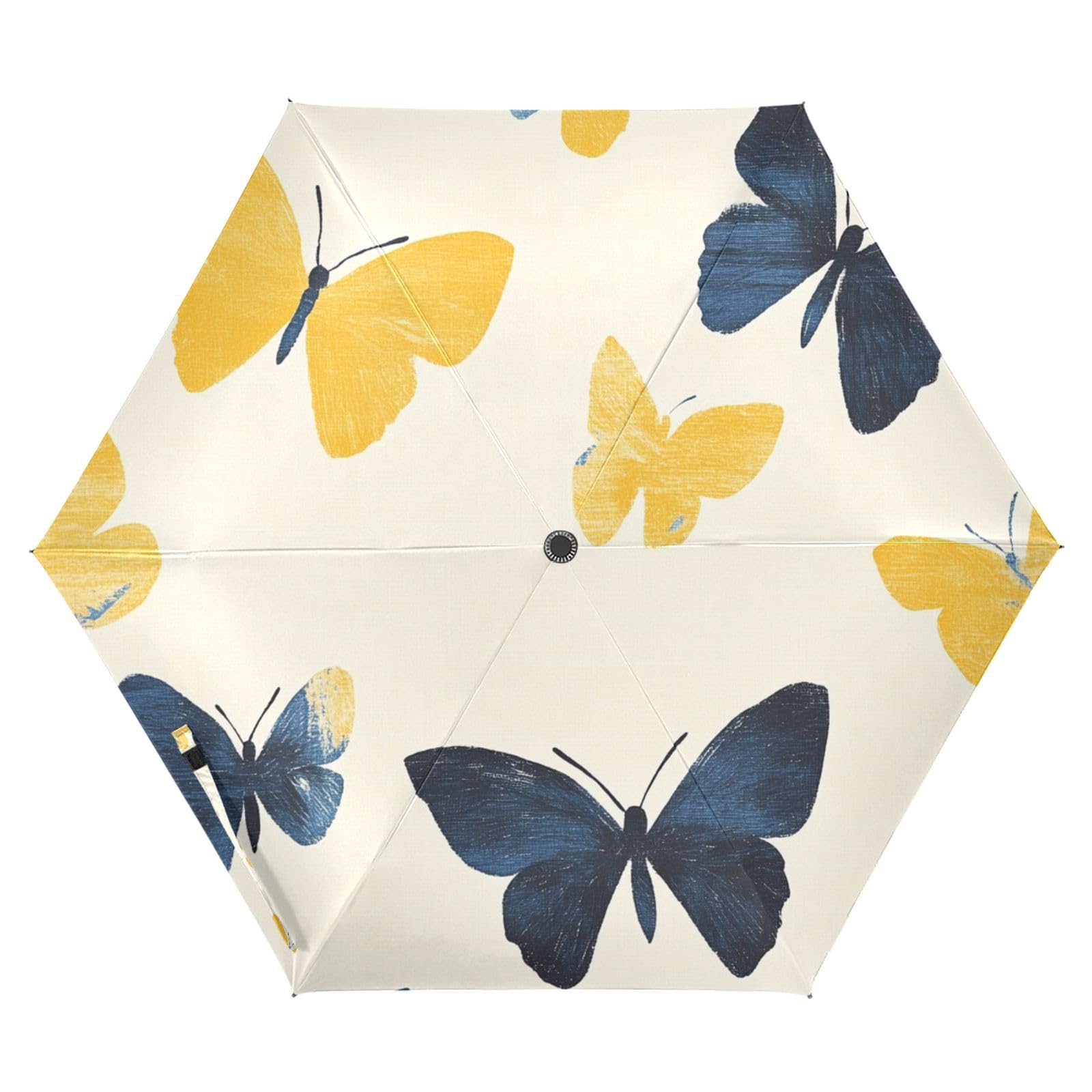 Beige Yellow Butterflies Umbrellas For Weddings 39 Inch Heavy Duty auto open close Umbrella For Golf for Good for Car, Golf, and On-the-Go Outdoor Defence Accessories de lluvia para