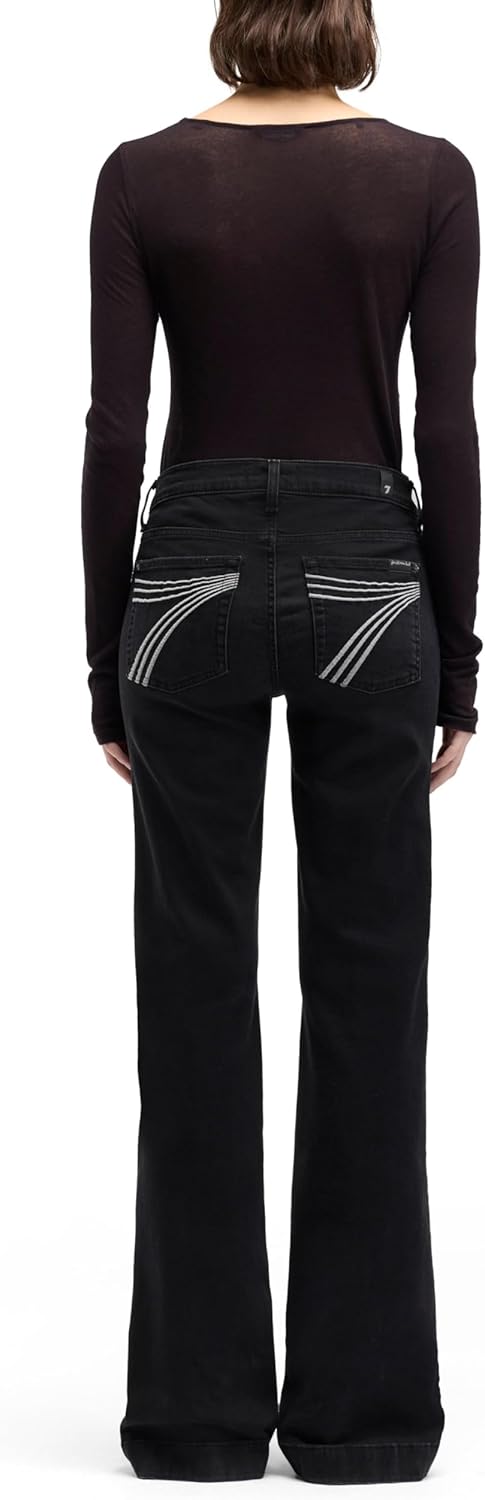 7 For All Mankind Womens Dojo Tailorless Mid-Rise Full Length Wide Leg Jeans - Image 4