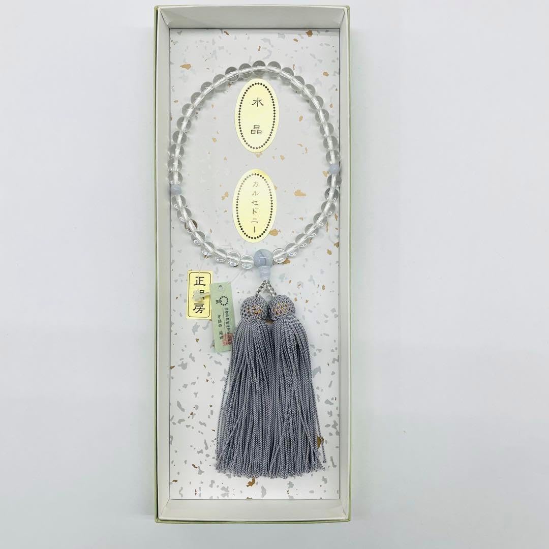 水晶 グレー 数珠 宗派不問 女性用