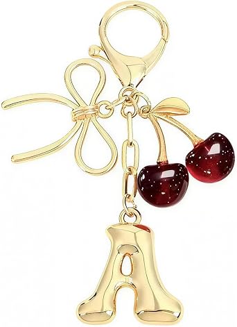 YDF Cherry Keychain Cute Bag Charm Women Leather Keyring Car Keys Gift Mothers Day Birthday Valentines Purse Accessory