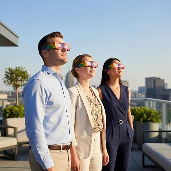 Solar Eclipse Glasses ISO 12312-2 & CE Certified – Safe Solar Viewing for Direct Sun & August 2026 Eclipse | Paper Cardboard Frame, Made in EU | For Kids & Adults