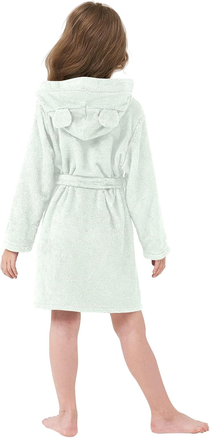 ODAWA Honeydew Kids Bathrobe, Soft Plush Hooded Robe for Boys Girls, Quick Dry Bath Swimming Beach Towel Wrap