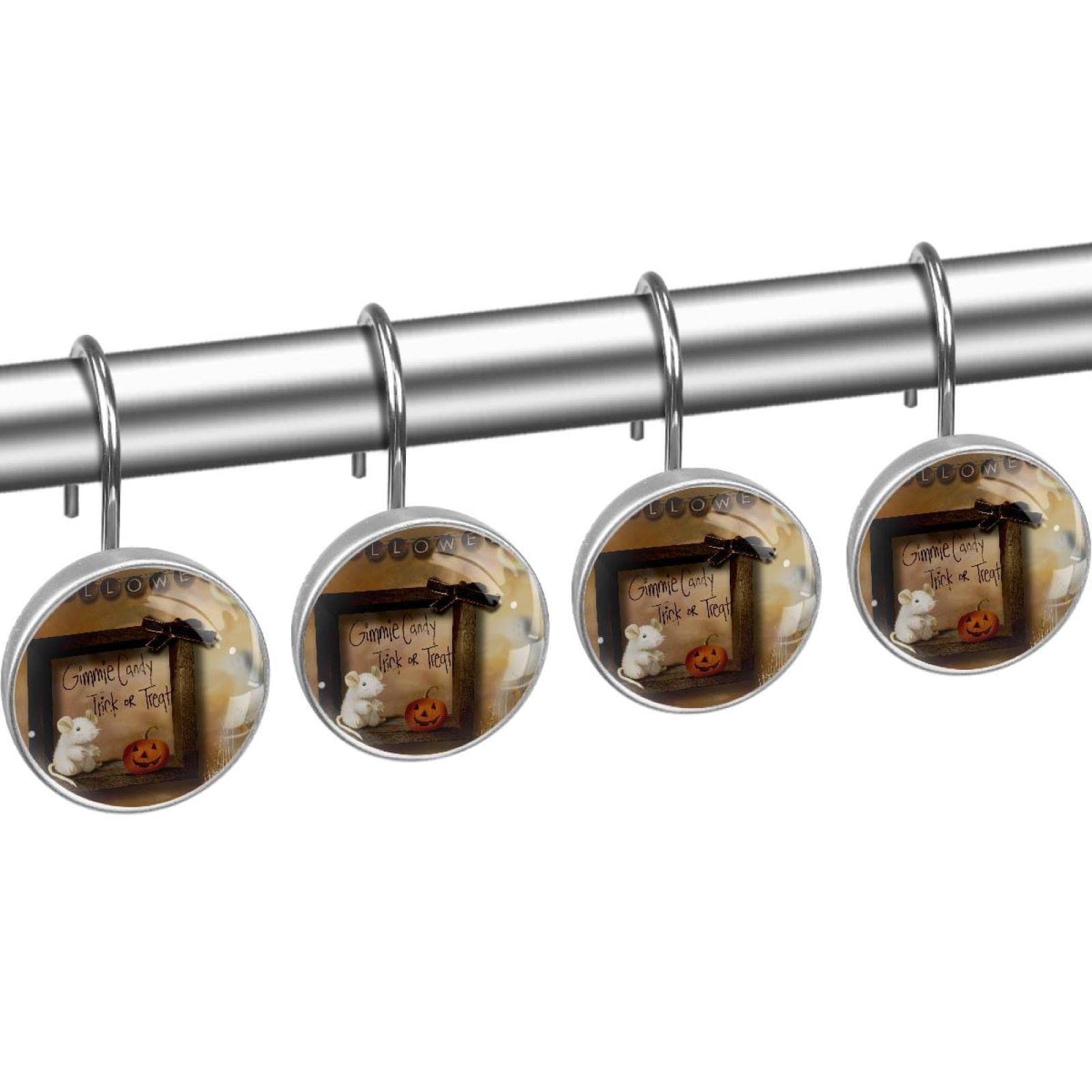 Set 12 Ganci Tenda Doccia Halloween - Ganci Cranio Decorativi Per Bagno