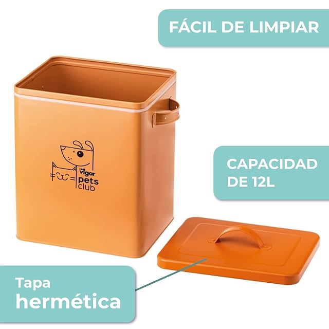 Foto 3 de 7 de VIGAR - Contenedor para Pienso - Colección Pets Club - 32 x 22 x 33 cm - 12 l - Grande