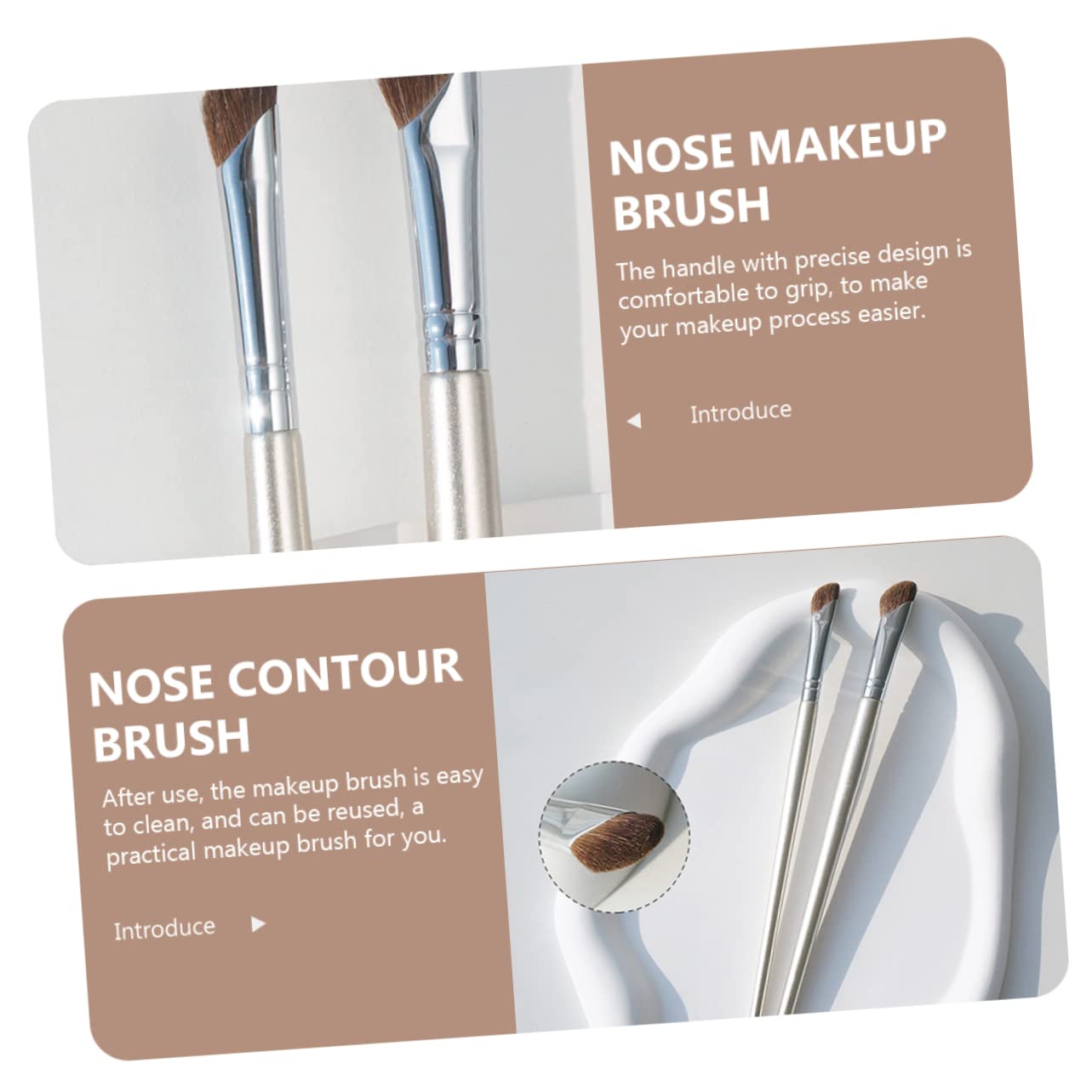 Beavorty 5 Set Di Pennelli Angolati Ergonomici Per Il Contorno Del Naso Ombretto Accessorio Per Il Trucco Sicuro E Delicato Sulla Pelle 4 Pezzi * 5