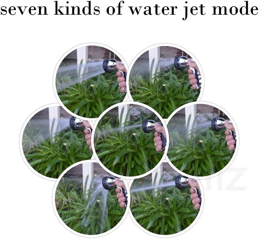 Metal Garden Hose Nozzle, High Pressure Hand Sprayer, Heavy Duty 7 Patterns Water Spray Gun with Insulated Grip, Multifunctional Adjustable Water Gun, for Car Wash Cleaning Watering Lawn Garden