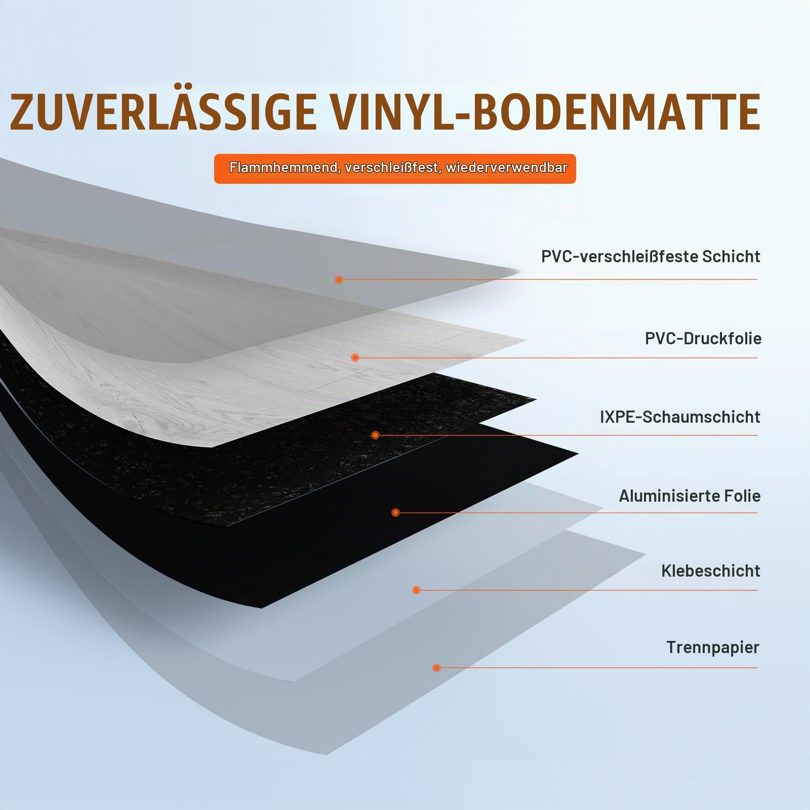 VEVOR Selbstklebende Vinyl-Bodenfliesen 990 x 60 cm, 1,5 mm dick, abziehen und aufkleben, hellgraue Holzmaserung, DIY-Bodenbelag für Küche, Esszimmer, Schlafzimmer und Badezimmer