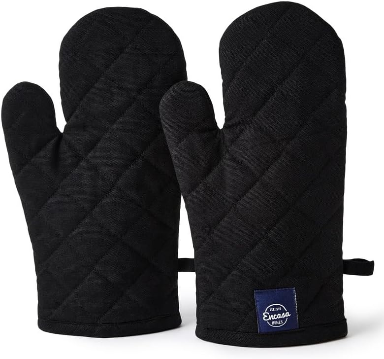 Encasa Heat Resistant Cotton Oven Gloves Mitts (2 Pc Set