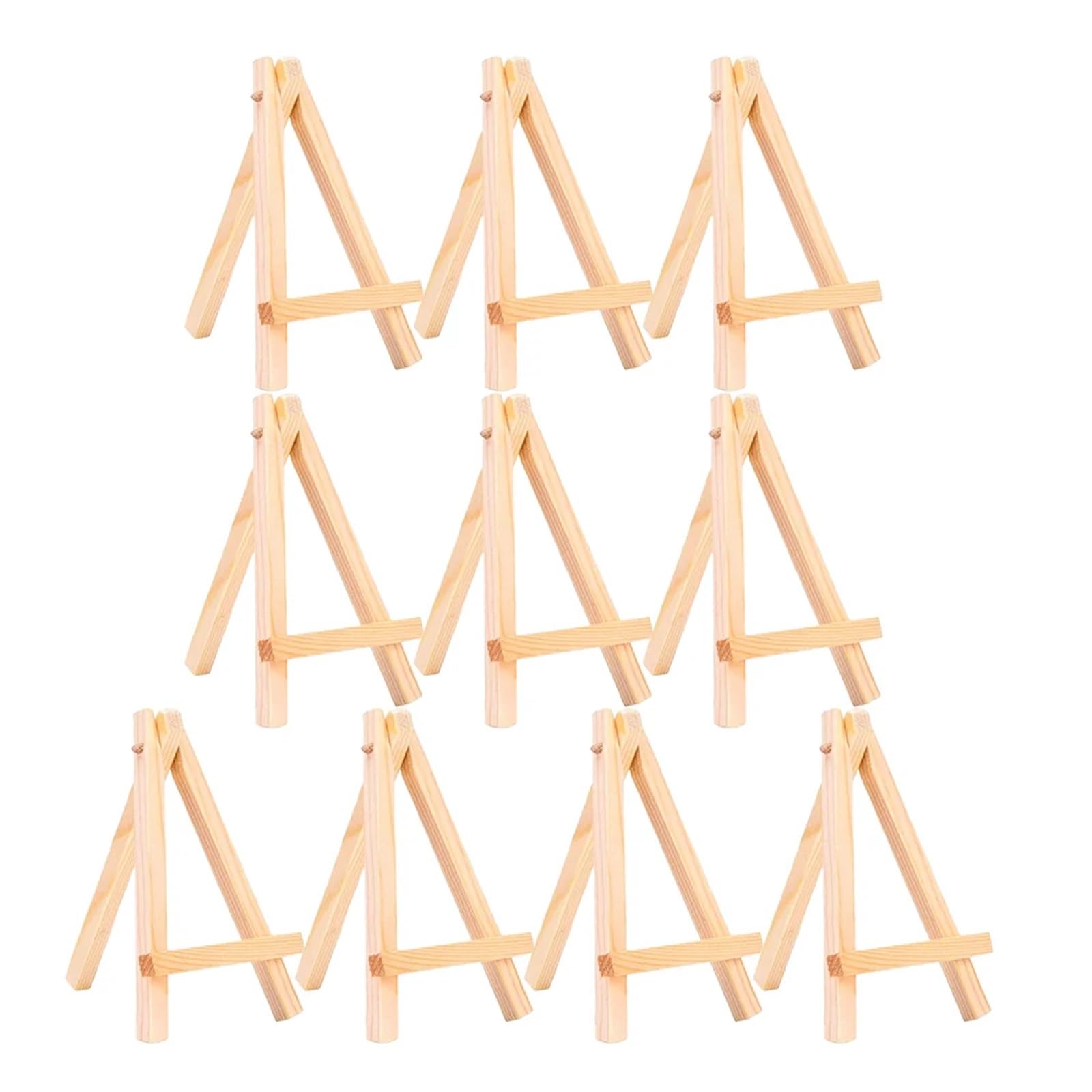 Juego de 10 mini caballetes triangulares de madera, práctico estante de exhibición de escritorio para pintar arte, estudio en casa, soporte de mesa, perfecto para manualidades y decoración