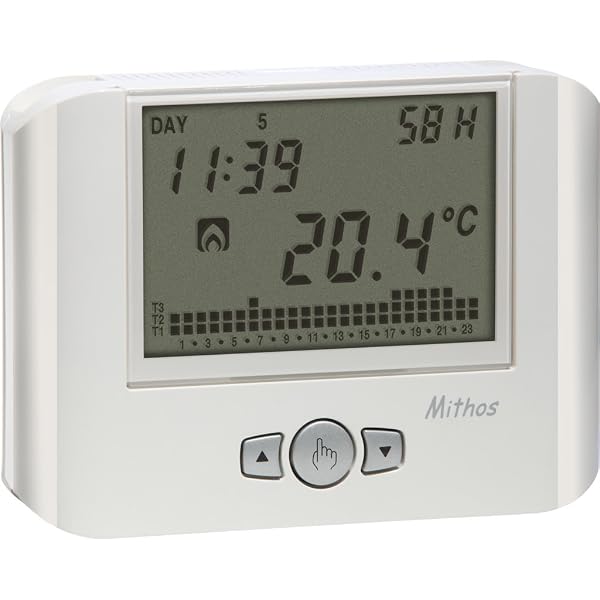 VEMER VE478400 MITHOS H - Cronotermostato con Umidostato, Programmazione Settimanale, Alimentazione a Batterie, Bianco